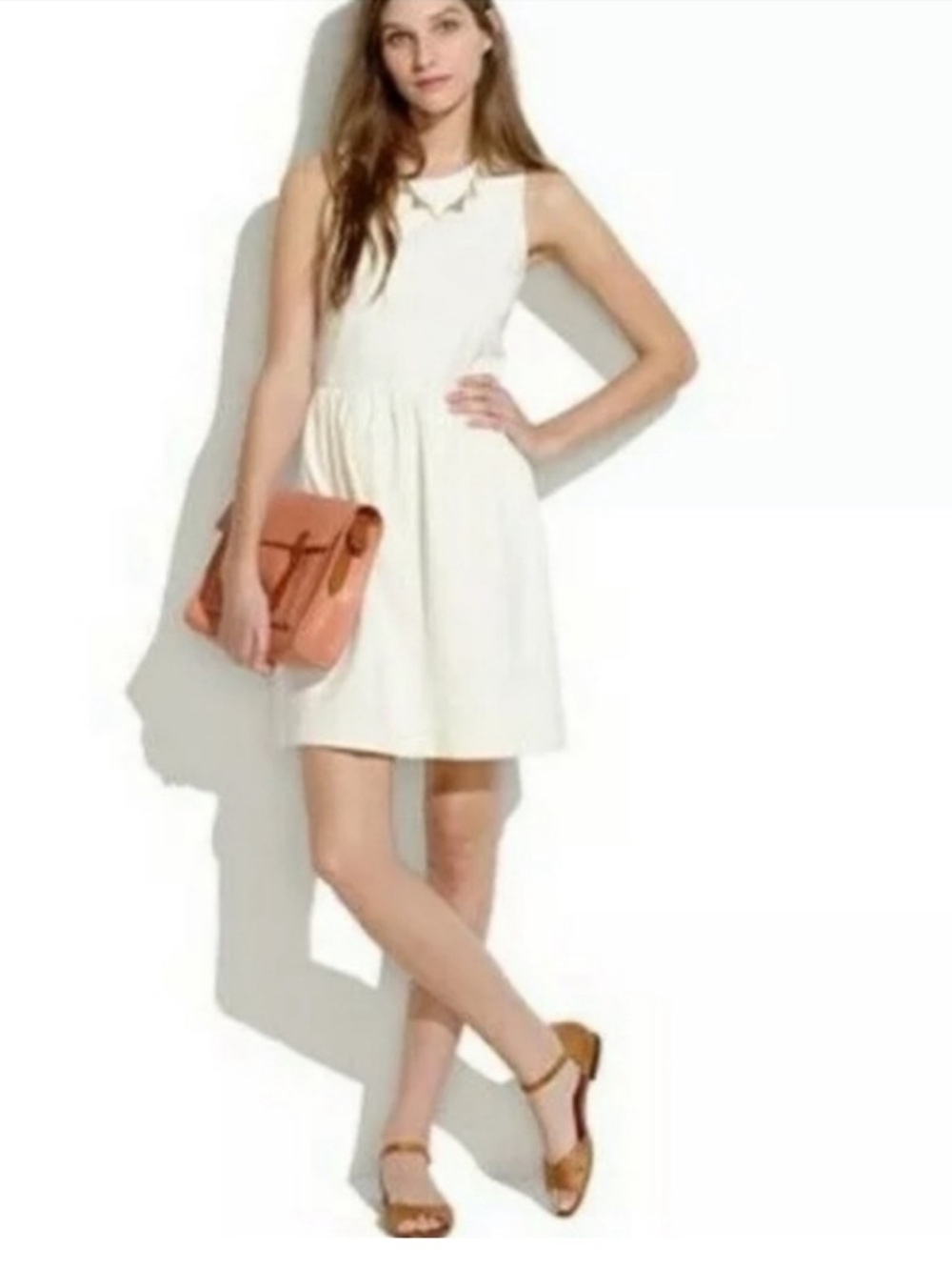 Madewell Cream Sleeveless Fit-and-Flare Dress SZ M